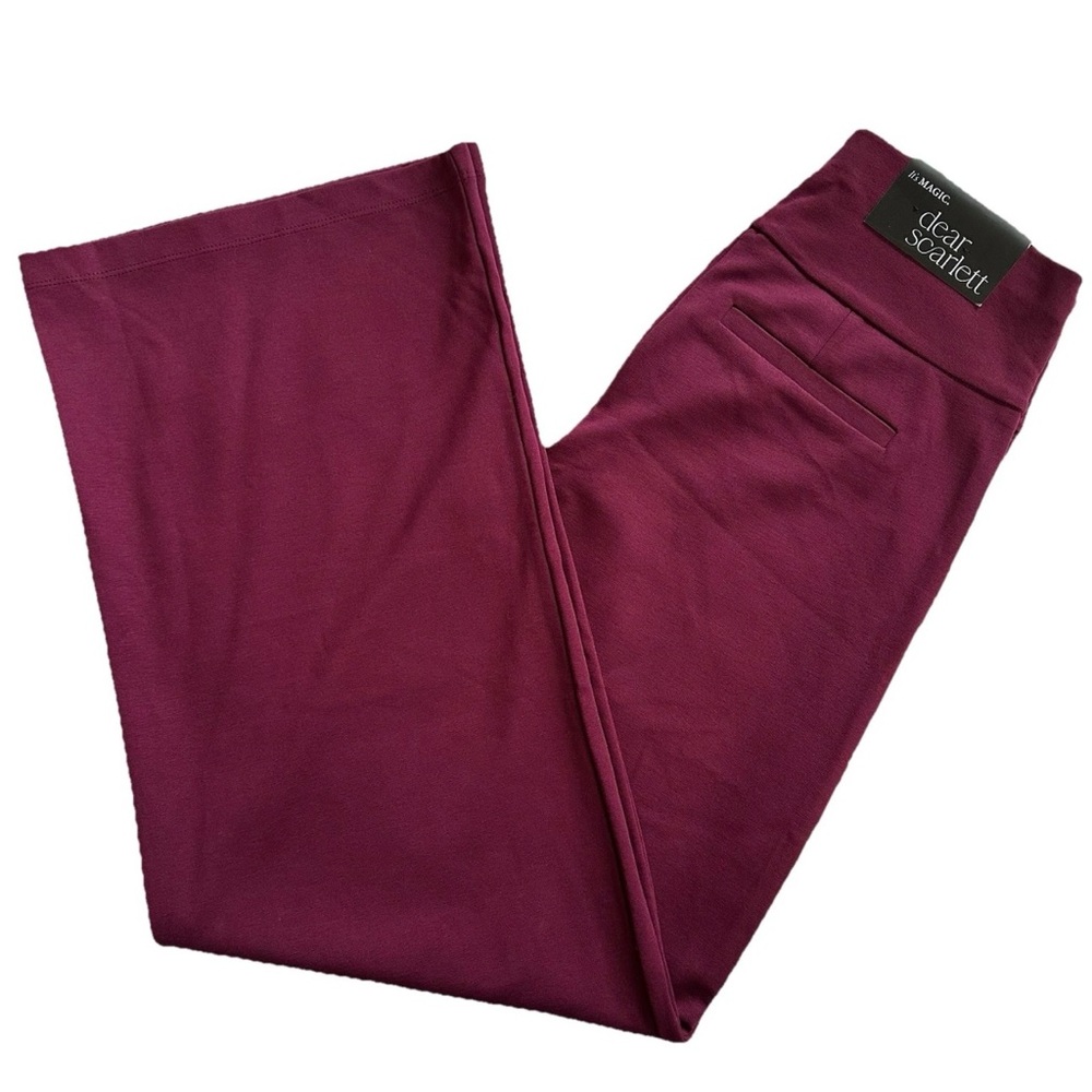Dear Scarlett Magic High Waist Wide Leg Wine Pants-S-Business Chic Office Siren - Picture 4 of 9